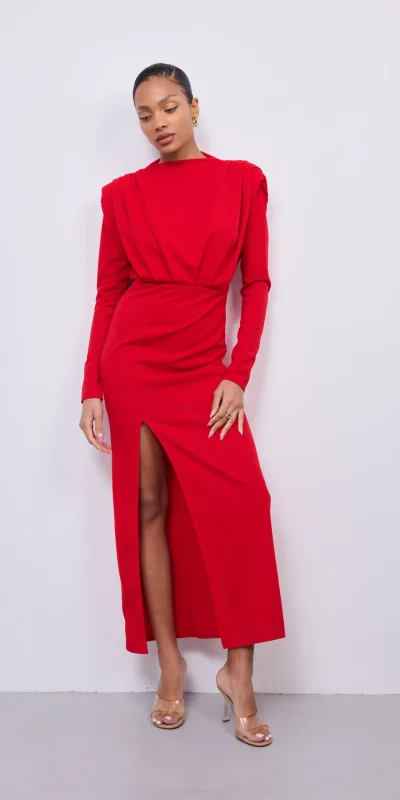 Robe Mi Longue a Manches avec Fente Giulia