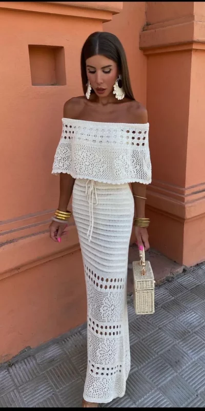 Robe Crochet a Épaules Dénudées Lucia