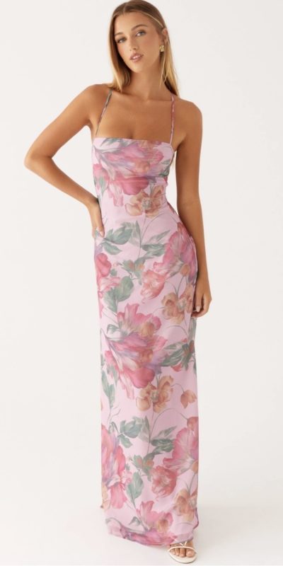 Robe Longue a Bretelles Fines Floral Peggy