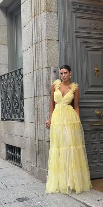 Robe Longue Velvet Col V Natalia