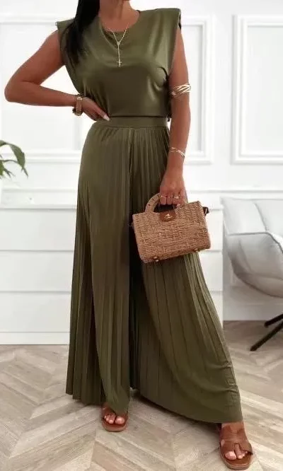 Ensemble Haut Pantalon Large Plissé Teyssa