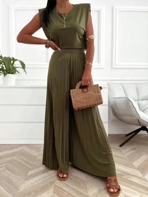 Ensemble Haut Pantalon Large Plissé Teyssa