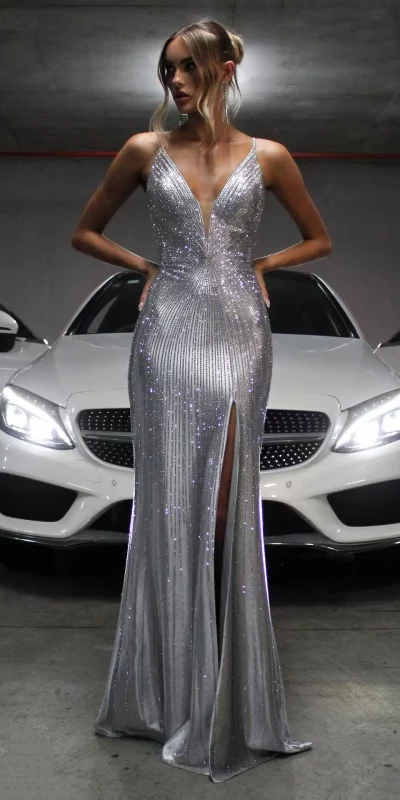 Robe Longue Fendue Avec Traîne Paula