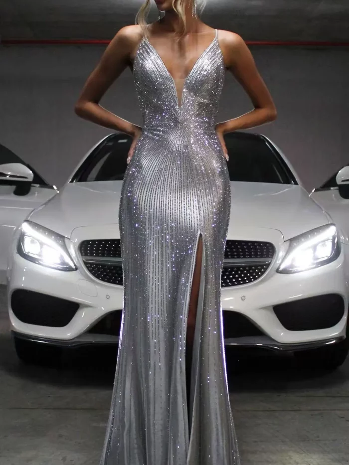 Robe Longue Fendue Avec Traîne Paula