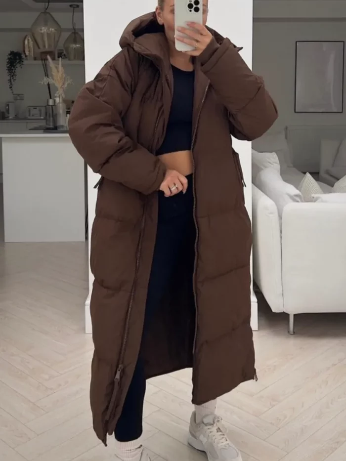 Doudoune Longue Matelassée à Capuche Aurora