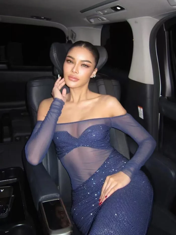 Robe bustier à manches transparentes Livia