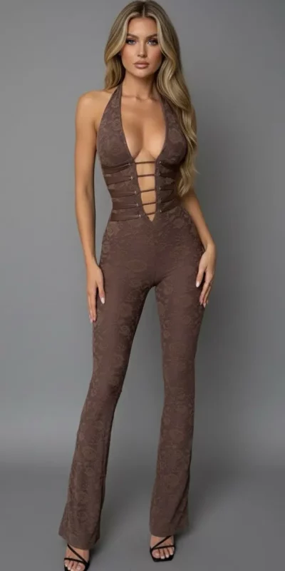 Combinaison Plongeant Ajusté Rebel Glam