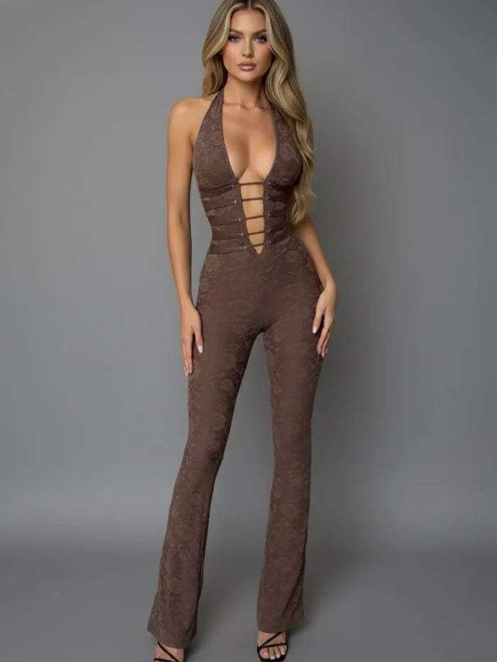 Combinaison Plongeant Ajusté Rebel Glam