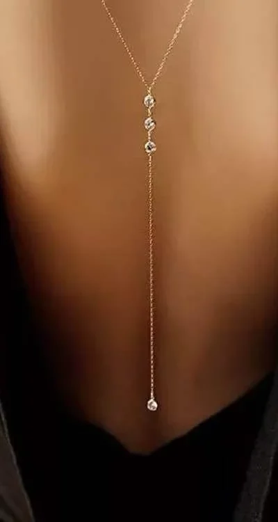 Collier Dos Nu Or Strass Acier